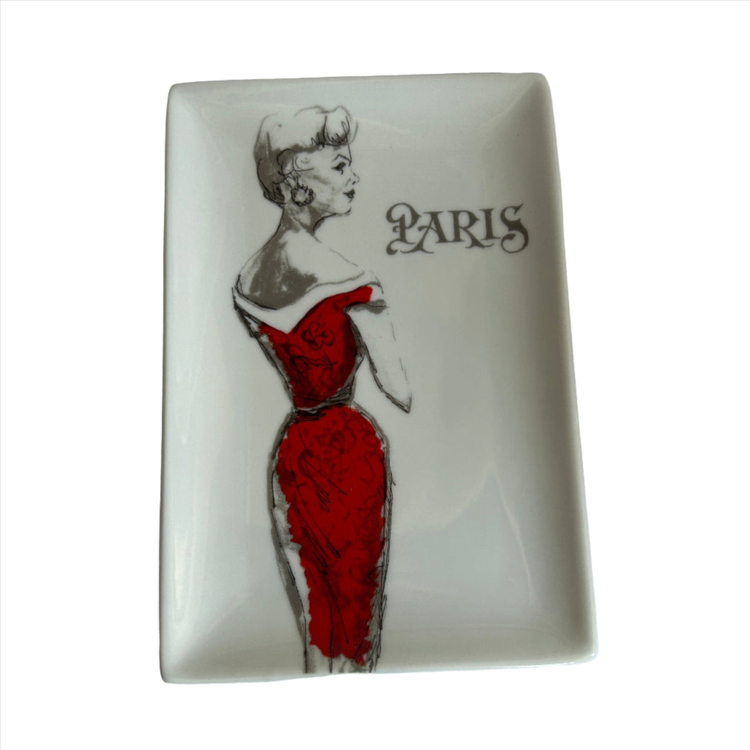 Paris Red Dress Tray Trinket Dish
