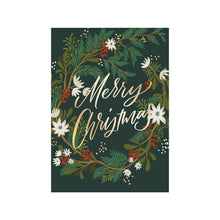 Load image into Gallery viewer, SET OF 3 Multipack Green Botanicals Christmas Cards &amp; Envelopes