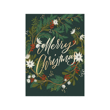 Load image into Gallery viewer, SET OF 3 Multipack Green Botanicals Christmas Cards & Envelopes