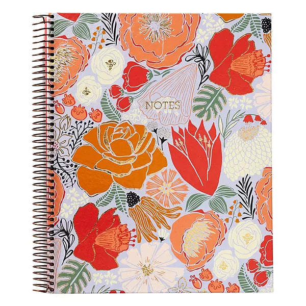 Coral Bold Blooms Spiral Notebook