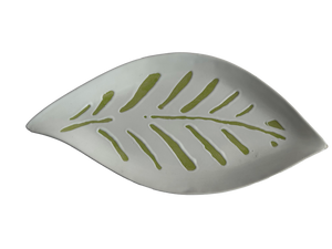 Large Ceramic Serving Plate - Safari White & Green