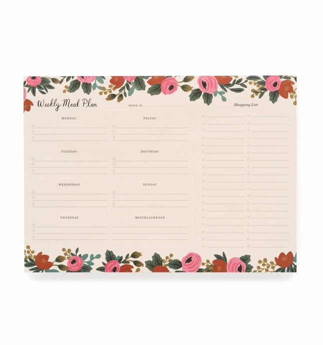 Rosa Meal Planner with Tear-off Shopping List