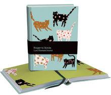 Load image into Gallery viewer, Roger la Borde Cinnamon Blue Cats Luxe Illustrated Journal