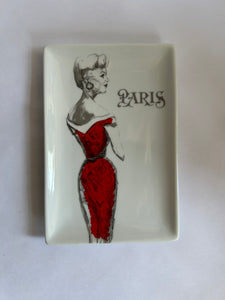 Rosanna Belle Boudoir Paris Red Dress Tray Trinket Dish
