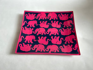 Lilly Pulitzer - Pink Elephants Glass Catchall Tray