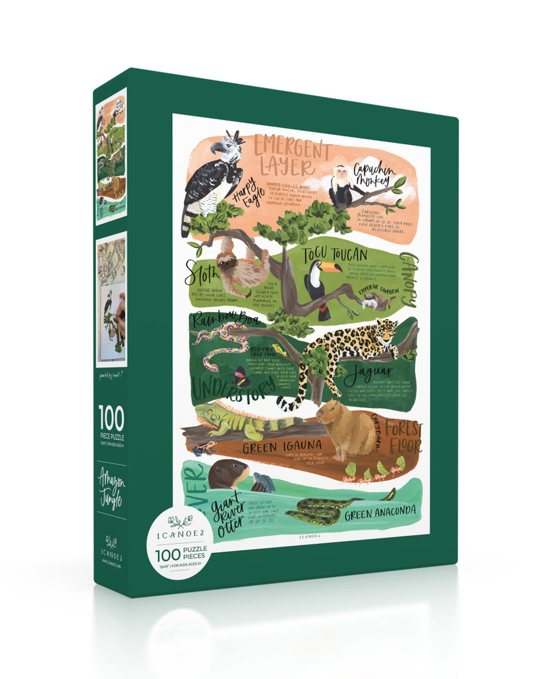 1Canoe2 Amazon Jungle 100 Piece Education Kids Jigsaw Puzzle