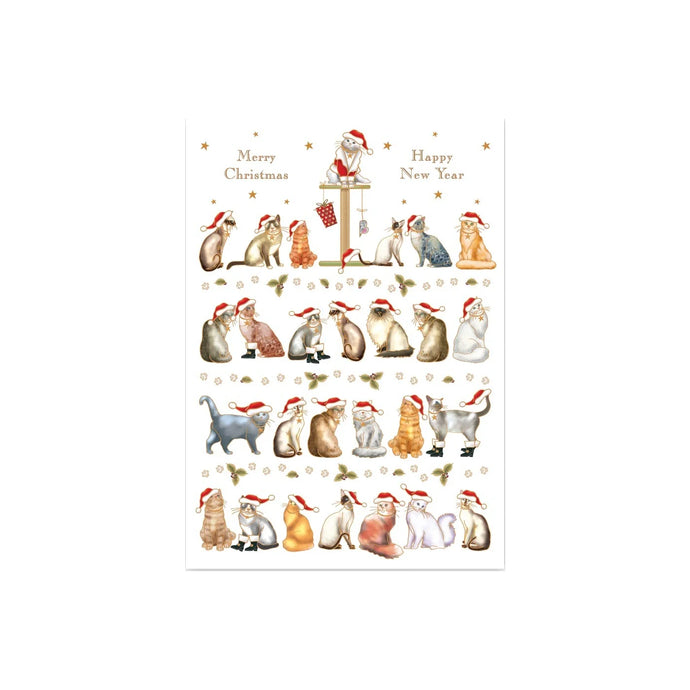 SET OF 3 Golden Cats Christmas Cards & Envelopes