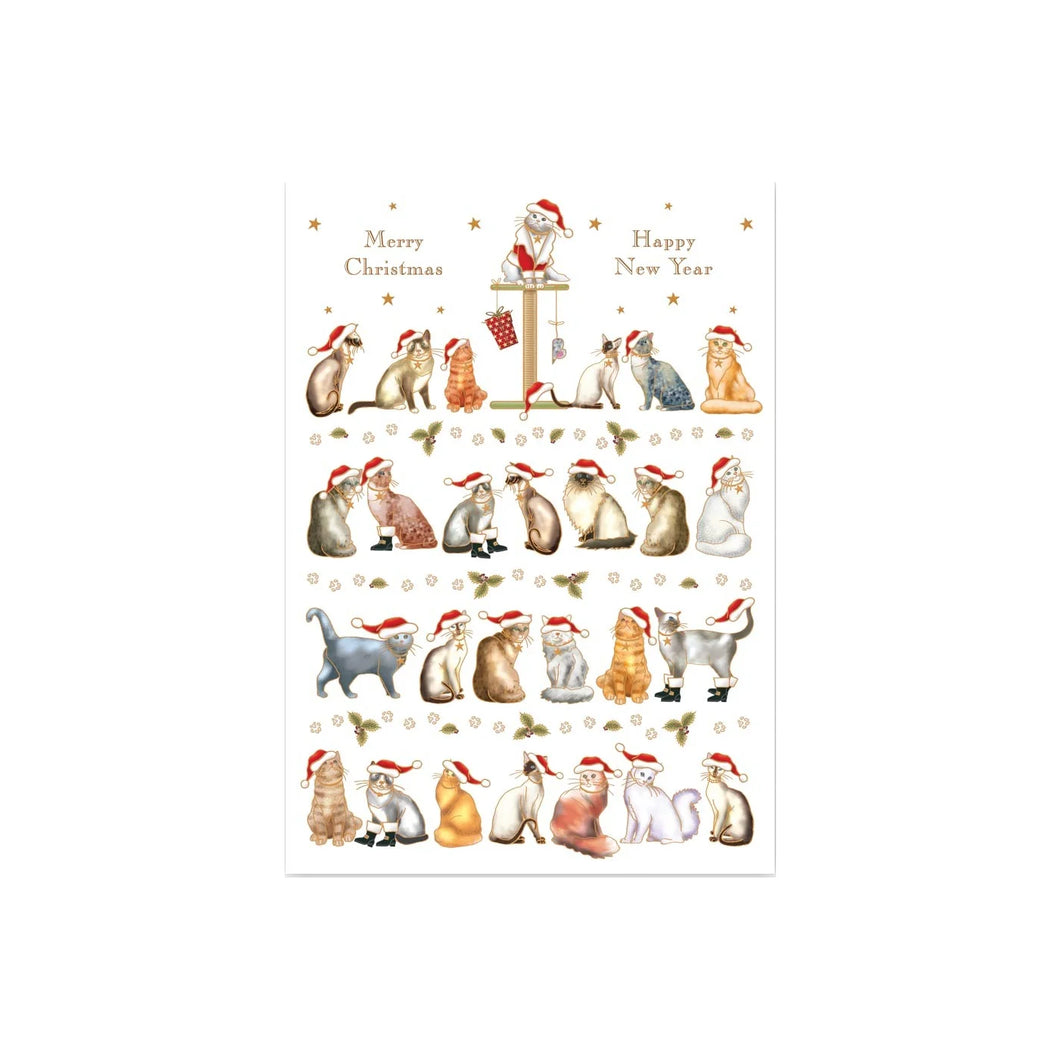 SET OF 3 Golden Cats Christmas Cards & Envelopes