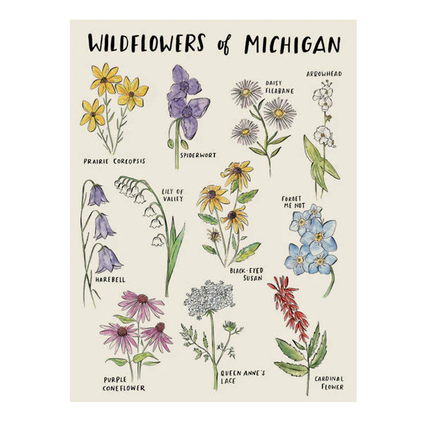 Michigan Wildflowers Silk Screen Print Poster 18x24