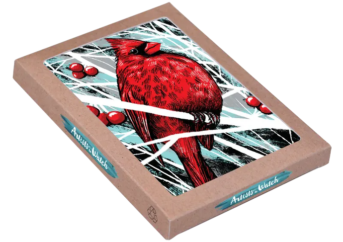 Artists To Watch Red Cardinal Boxed Holiday Cards Set of 12