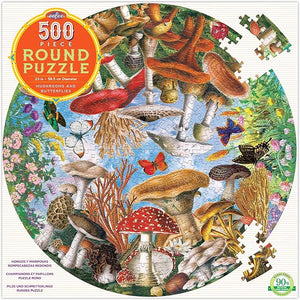"Mushrooms and Butterflies" 500 Piece Round Puzzle