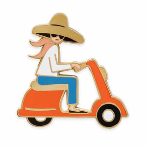 Rifle Paper Co Scooter Girl Enamel Pin