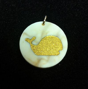 Whale Charm - Moon & Lola - Multiple Colors available- Marble or Tiger Eye - Petals and Postings