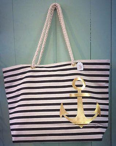 Anchor Stripe Tote Bag - Petals and Postings