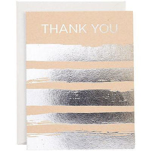 Silver Stripes Foil Thank You Cards - Set of 10 - Petals and Postings