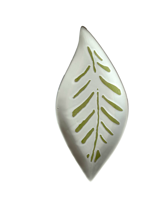 Boston International Ceramic Guest Plate, 9.5 x 4.5 inches, Safari White Green