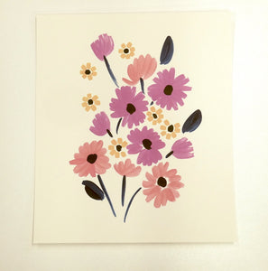 Contemporary Retro Print - Pink Flowers