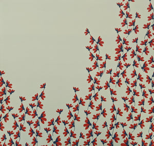 Red Flower Vines Contemporary Art Print