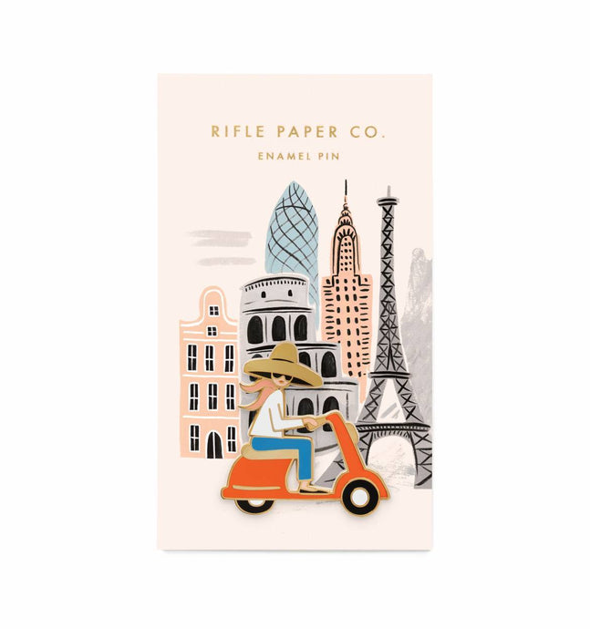 Rifle Paper Co Scooter Girl Enamel Pin