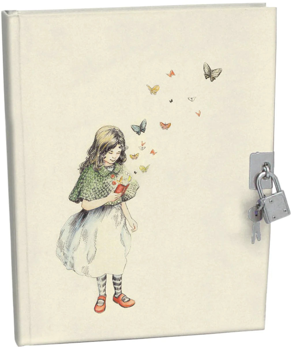 Roger La Borde Mondoodle Girl with Butterflies Lockable Journal