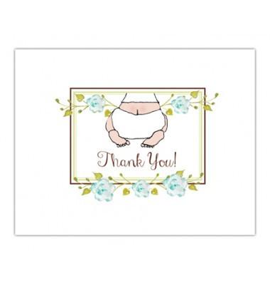 Stationery-Bella Ink-Baby Thank You Cards, Baby Bottom Blue - Petals and Postings